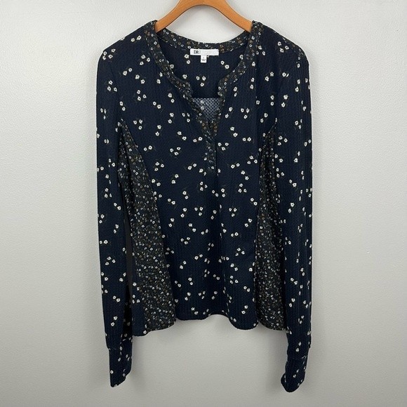 DR2 Tops - DR2 by Daniel Rainn Navy Blue Long Sleeve Waffle Knit Thermal Top Size Large
